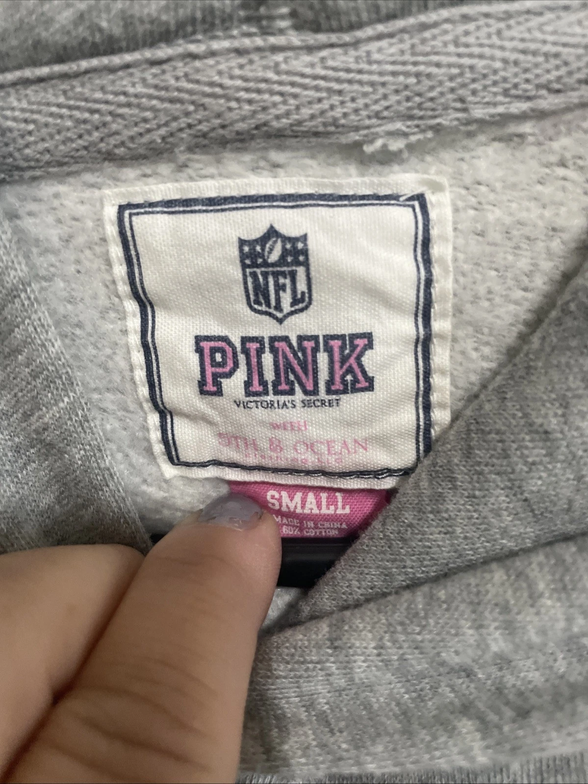 UNDERCOVER Felpa con cappuccio maglione Victoria Secret rosa piccolo grigio donna Dallas Cowboys