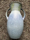 Roseville Pottery Mottled Blue Windsor 10.5" Handled Vase W/Leaves 554-10 c 1931