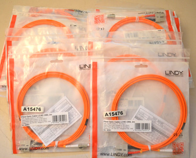 18x LINDY Fibre Optic Cable LC/SC OM2, 2m Duplex - Patchkabel  LC-SC, 50/125um