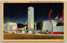 Vintage Linen Postcard Parry Avenue Entrance State Fair of Texas Dallas