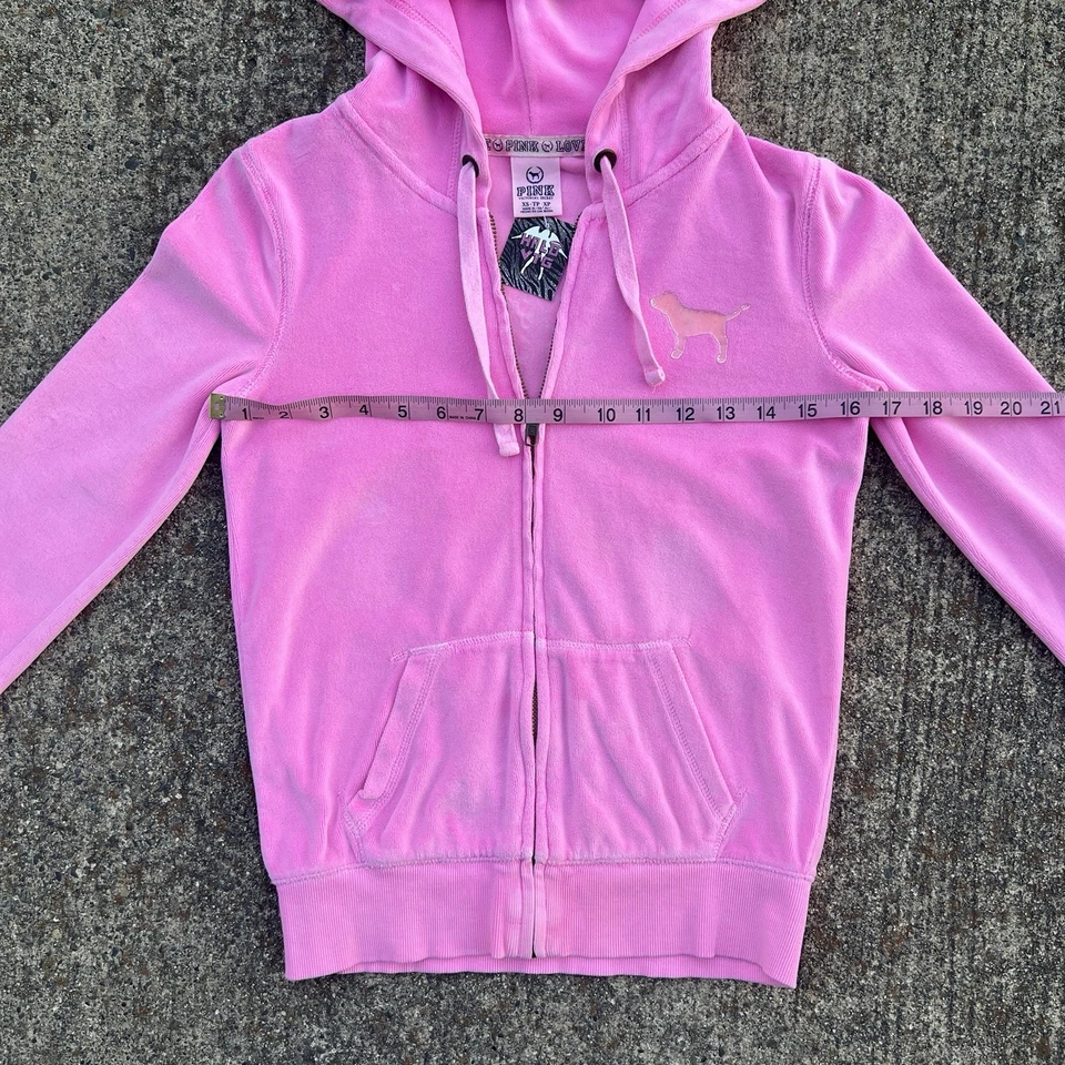 Suéter con Capucha de Terciopelo con Cremallera ROSA Brillante ROSA Victoria's Secret De Colección Talla XS o S Foto 4 de 4