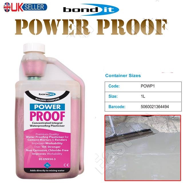 Bond It 1L Proof Power Proofer & Hardener Concentrate Cement Plasticiser 1 Litre