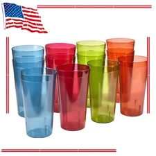 US Acrylic Café Plastic Reusable Tumblers (Set of 12) 32-ounce Iced-Tea Cups