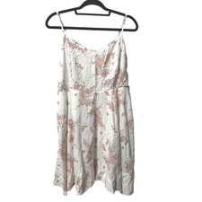 Old Navy Womens XL White Pink Floral Cherry Blossom Smocked Cami Dress Spring