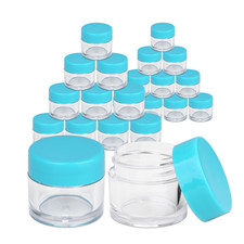 Beauticom 36 PCS 7G/7ML Clear Plastic Refillable Jars with Teal Lids