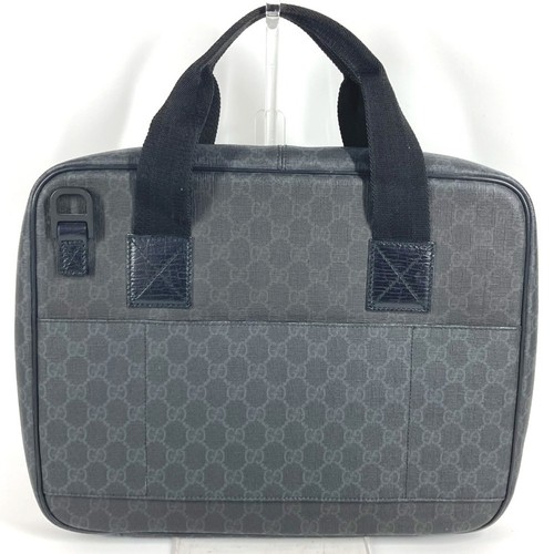 Gucci GG Supreme Logo Business Tote Handbag Black Used From Japan