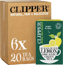 Clipper Organic Fairtrade Lemon Green Tea 6 X 20 Teabags | Organic Fairtrade Pur