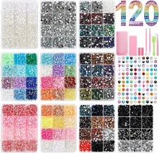 90000Pcs 3mm Resin Rhinestones Kit, 120 Colors Flatback Gems for Crafts