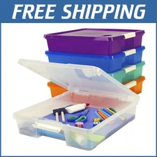 Versatile Craft Storage Box for 12x12 Paper and Supplies – 5 Assorted Colors