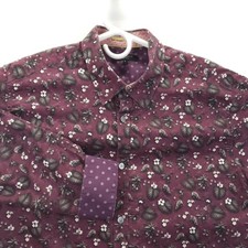 Ted Baker Shirt Mens 5 Large Purple Floral Long Sleeve Button Front Flip Cuff