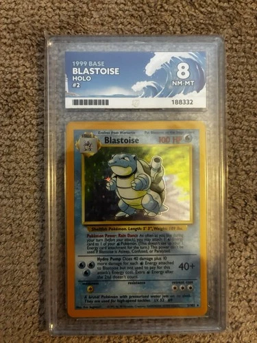 1999 Pokémon TCG Blastoise Holo Rare Card Base Set 2/102 Ace Grade 8