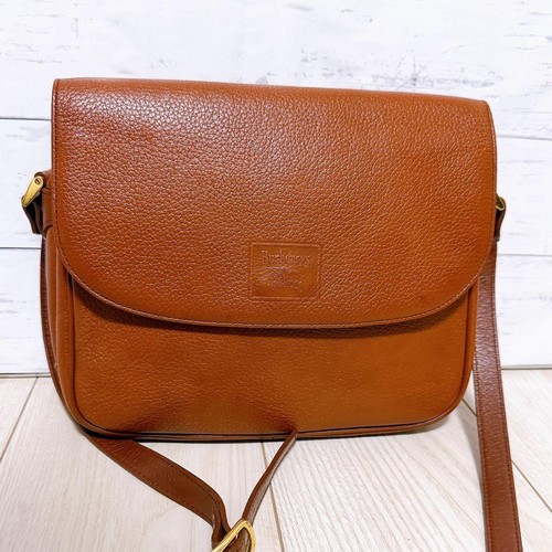 BURBERRY Leather Shoulder Bag Camel From Japan