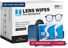 200 Count Lens Wipes for Eyeglasses, Eye Glasses Cleaner Wipes, Pre-Moistened Gl