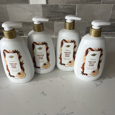Lot Of 4 Dove Holiday Treats Spiced Chai Latte Hand Soap Limited 12oz