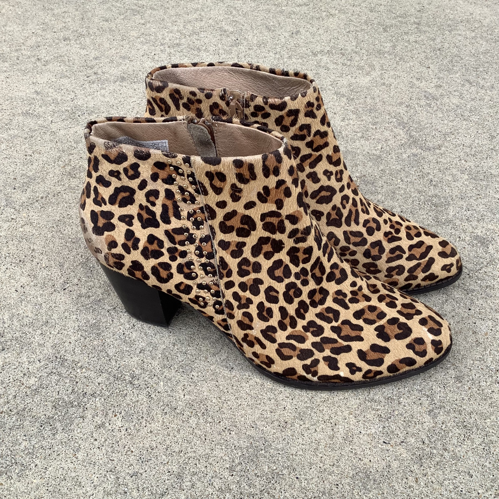 Vionic Georgia Leopard Animal Print Calf Hair Studded Ankle 