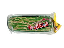 Daiso Vintage Y2K "Can Pen Case" Camo "Sweet Dream Girls" Steel Shell w Zipper