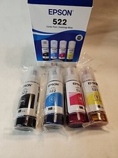 NEW OEM - EPSON 522 65ml FULL SET INK BOTTLES - T522120-BCS SEALED BAGS 2029