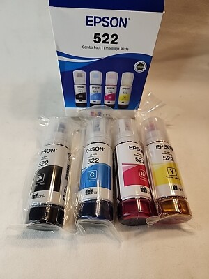 NEW OEM - EPSON 522 65ml FULL SET INK BOTTLES - T522120-BCS SEALED BAGS 2029