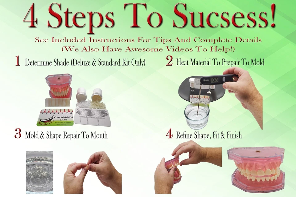 Kit de reparación dental de lujo a juego de colores SmileFix - Reemplazar faltante o roto... Foto 4 de 4