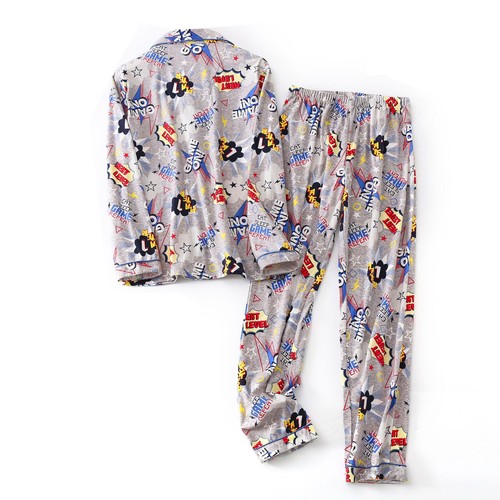 Women Long Sleeve Pajama Set Button Down Cartoon Printed Notch Collar 2 Piece Pj - Picture 8 of 41