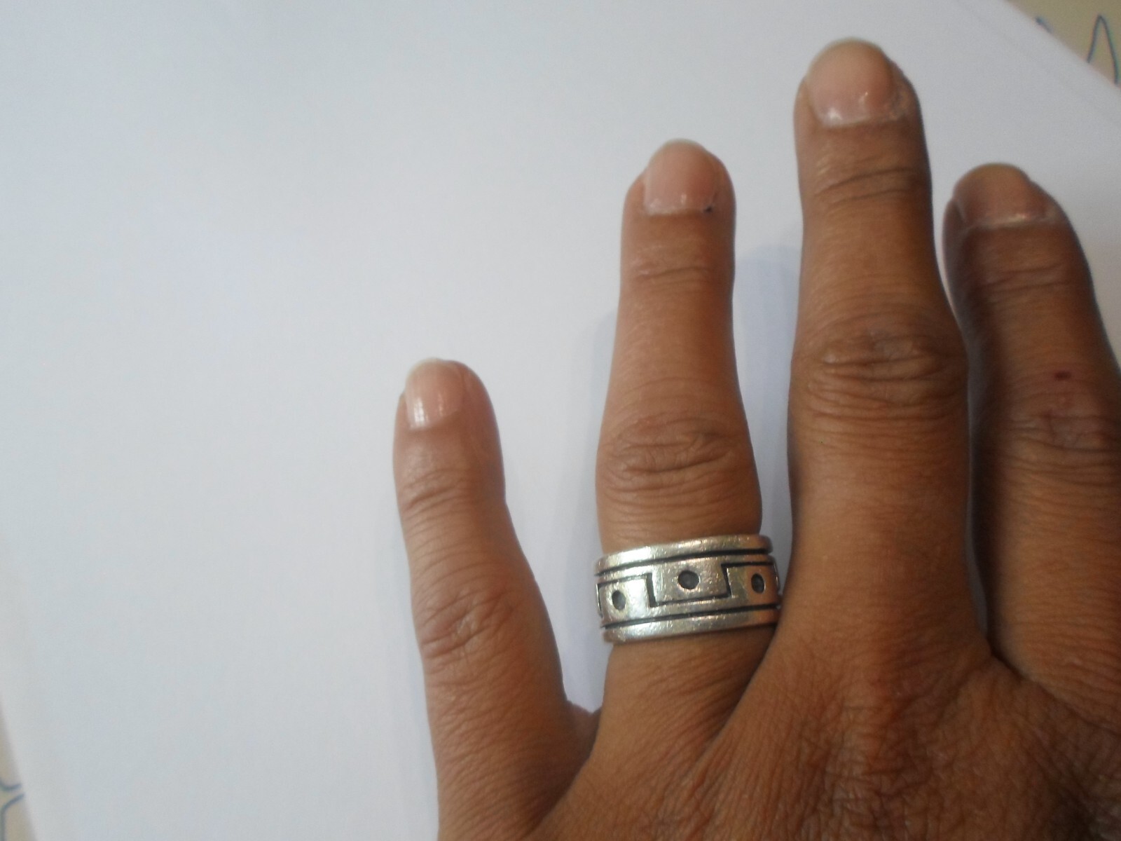 solid silver ring, ring, chiseled, size 56 - image 4