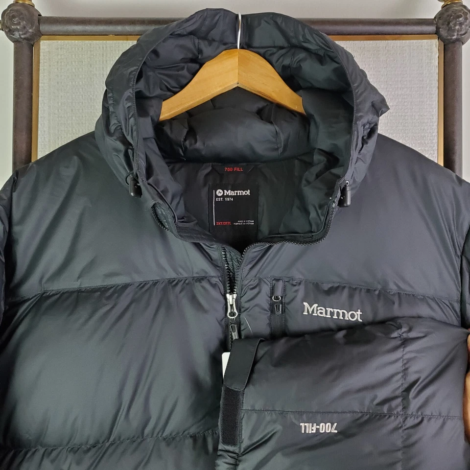 NEW $300 MARMOT Size 3XLT Mens Jacket 700 Duck Down Hooded Black Full Zip 3XL - Image 4 of 4