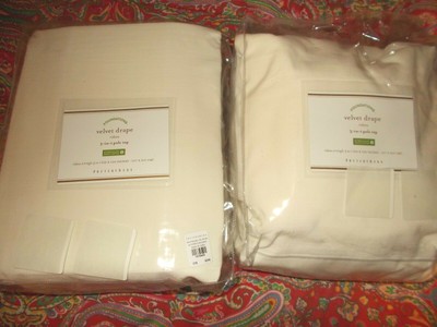 2 Pottery Barn Velvet Drapes Ivory Cotton Lined 50 X 124 New