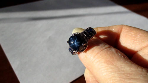 Anillo Ovalado Estrella Azul Zafiro Chatoyancy Plata de Ley .925 Talla 8 Ver Video - Vídeo 1 de 1