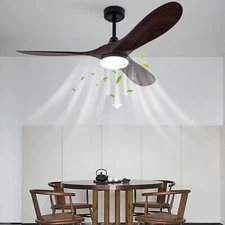 52 Inch Modern Ceiling Fan With Remote Indoor 3 Wood Blades Chandelier 50W New