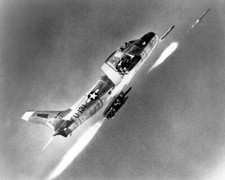 F-86 Sabre Fighter Jet Firing Rockets in flight 8"x 10" Korean War Photo 104