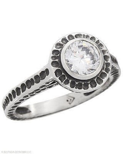 Anello Silpada Argento Sterling 925 Zirconi Martellato Beatitudine Perfetta Misura 9 Cubic R2076 - Foto 11 di 12