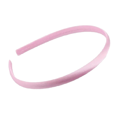 Narrow Pastel Baby Pink Satin Covered Plain Alice Band Hair Band