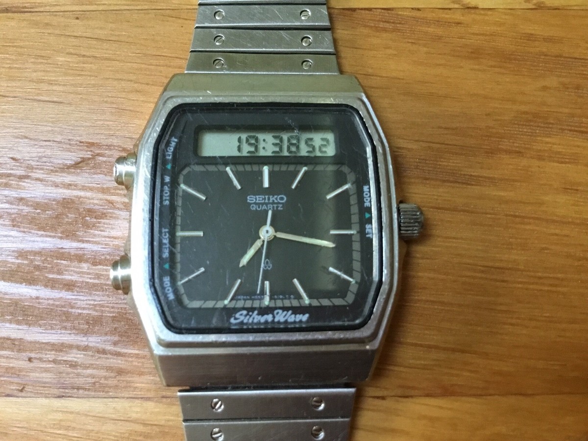 Seiko Silver Wave H557-513A Ana-Digi + Rare Japanese Bambi