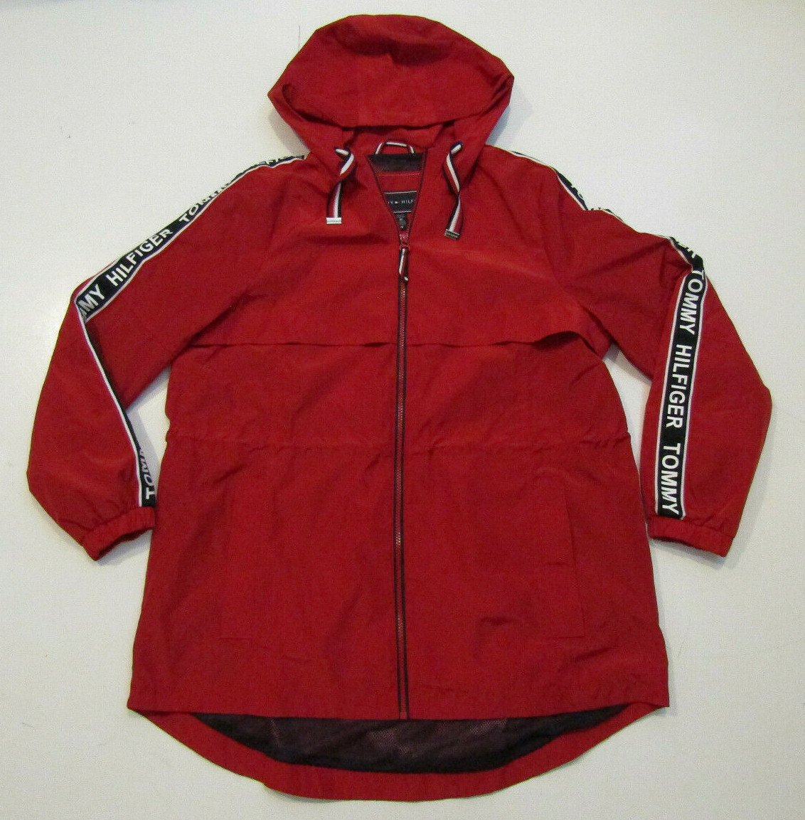 TOMMY HILFIGER Crimson Red Rain Windbreaker Casual Jacket Sz Medium M  Womens NEW