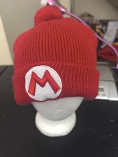 Nintendo 2017 super Mario knit red beanie pom gamer hat official