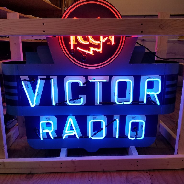 New RCA Victor Radio Double Sided Porcelain Neon Sign 48