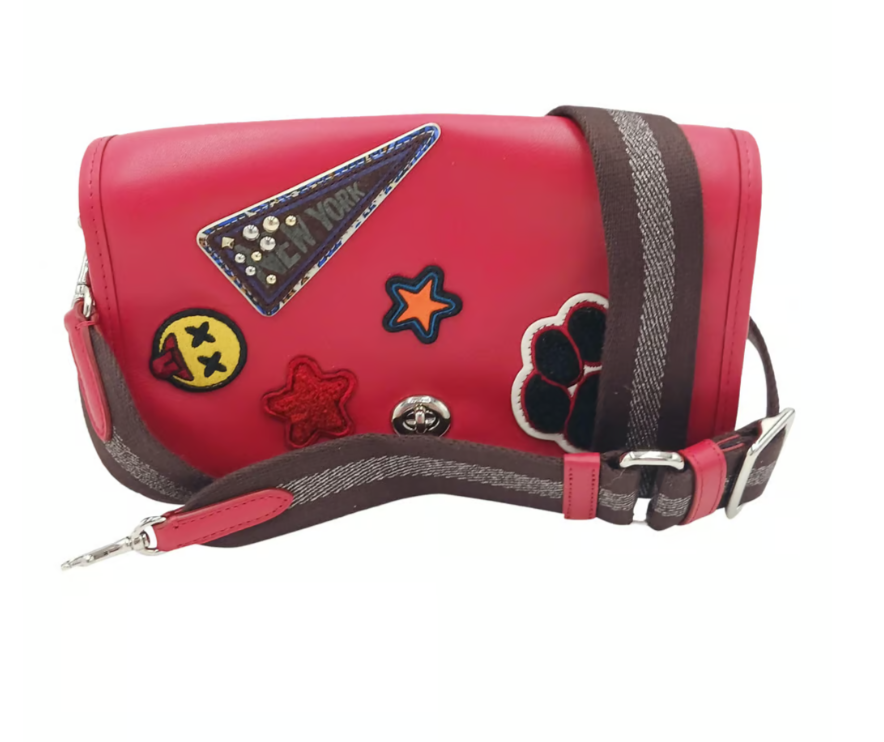 Coach F20912 Penny Red Patchwork Turnlock Crossbody With