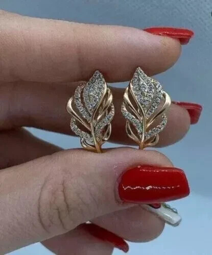 2 Ct Round Cut White Moissanite Huggie Hoop Earrings 14K Yellow Gold Plated