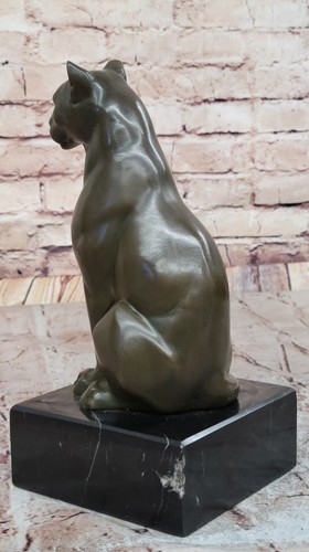 Large African Mountain Lion Leopard Cougar Bronze Art Sculpture Figurine Gift - Picture 6 of 10