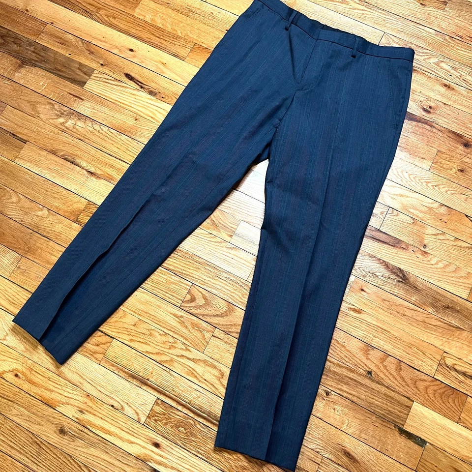 J.LINDEBERG Paulie Dressed Slim Fit Wool Pants Navy Blue Check Size 32 US / 48EU - Image 2 of 4