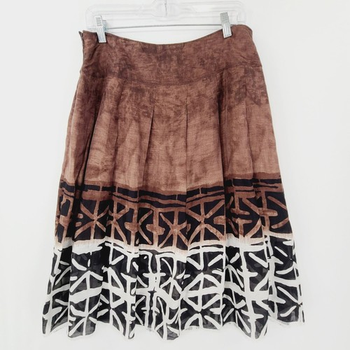James Perse Per Se Linen Silk Skirt size 10 Fine Fringe Hem Multi Color - Picture 5 of 8