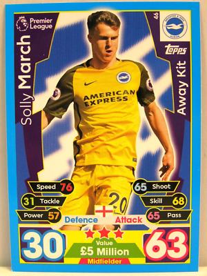 Match Attax 2017/18 Premier League - #046 Solly March - Away Kit
