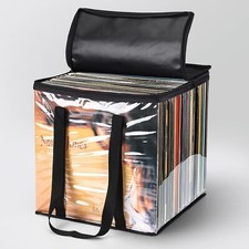 Vinyl Record Storage Box with Lids Travel Vinyl Record Case Holds up to 50 L