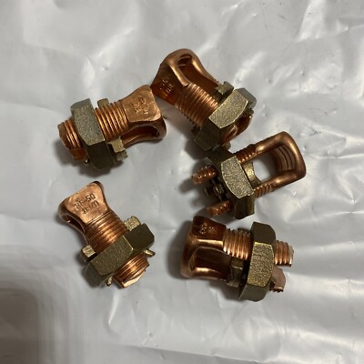 Lot of (5) PF-50 Copper Split Bolt Wire Connector R-1/0-2 T-1/0-14 STR