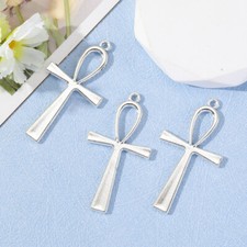 BLUK 30Pcs Cross Charms DIY Jewelry Making Pendants Antique Silver