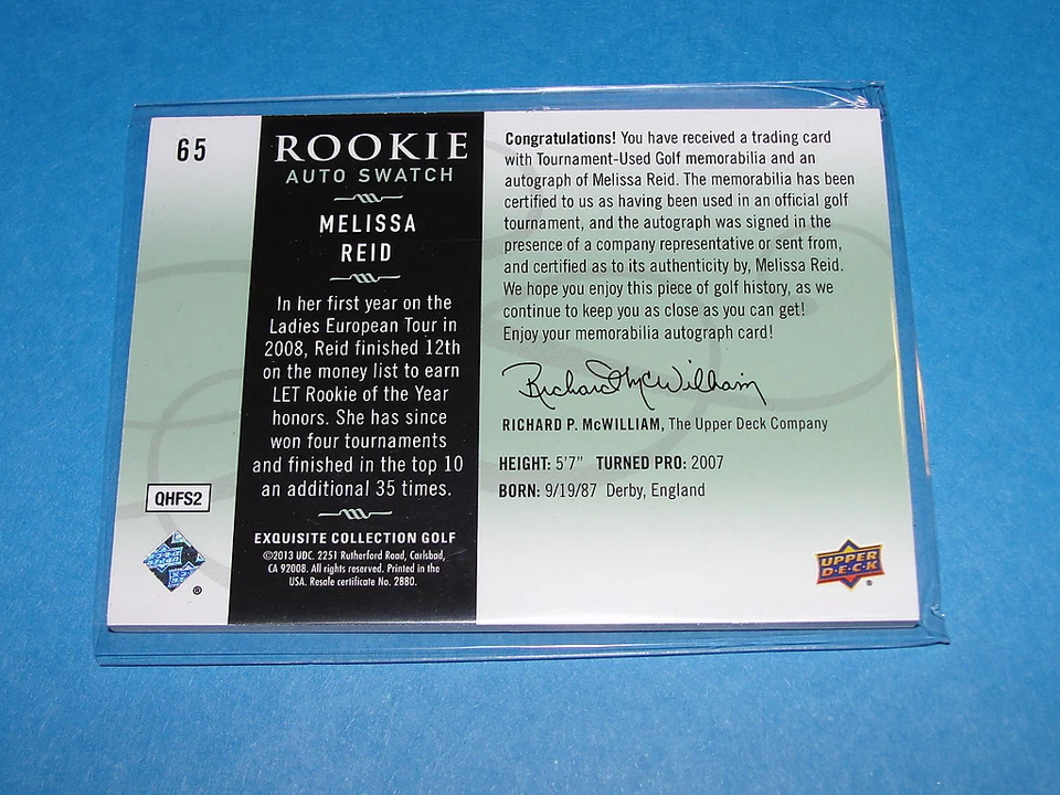 2014 Exquisite Golf MELISSA REID #65 Autograph Shirt RC/175 English Girls Cup - Image 2 of 2