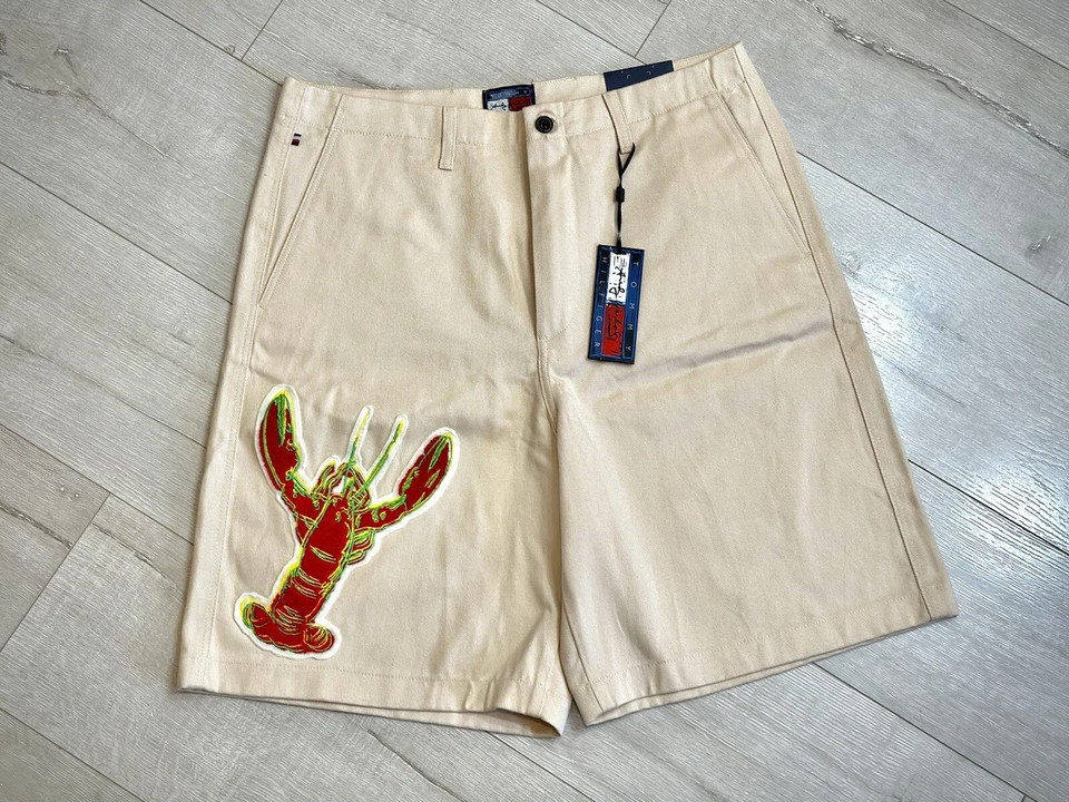 Tommy Hilfiger x Andy Warhol Hombres Beige Bermudas Langosta Pantalones Cortos Talla 36W