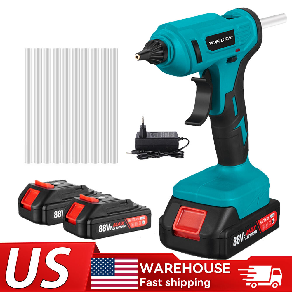 Cordless Hot Melt Glue Gun Kit With 2 Batteies For Crafts Power Tools Sticks DIY