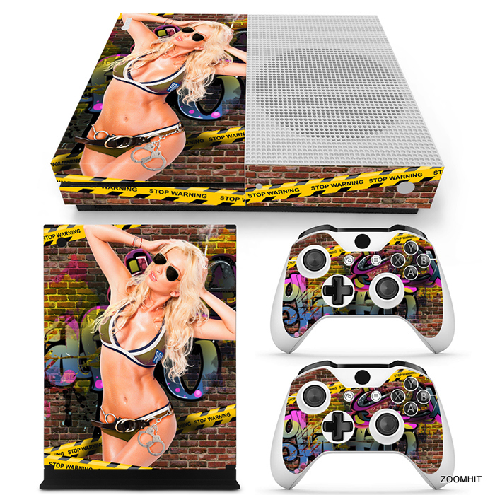 Xbox One S Console Skin Decal Sticker Sexy Girl Smoke Graffiti Custom Design Set-image