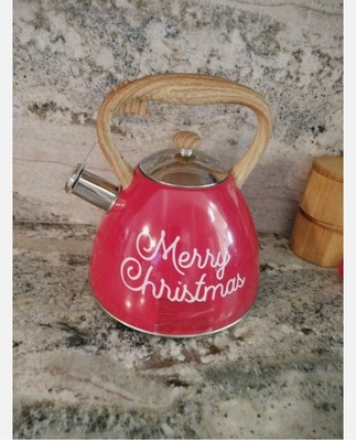 Masterclass Premium Collection Merry Christmas Red Tea Kettle GUC 2.7qt